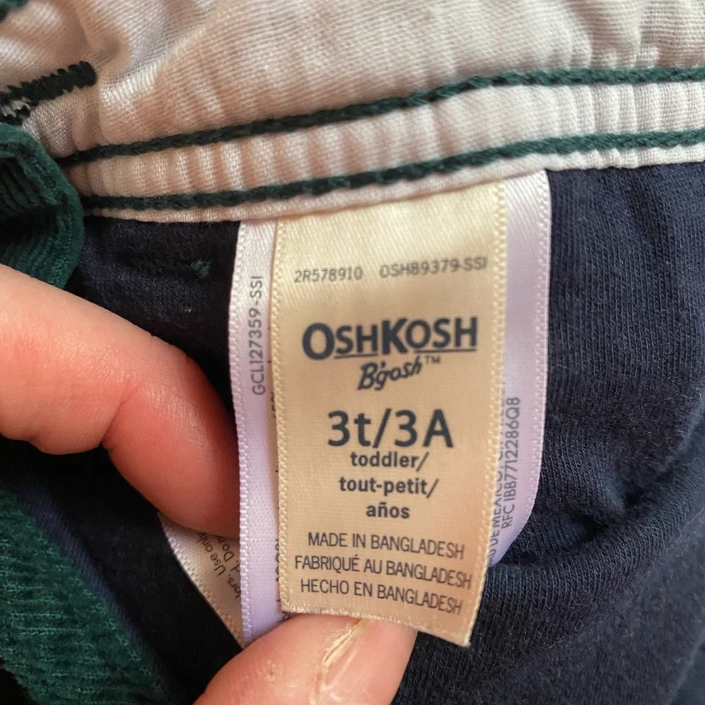 OshKosh Bgosh Toddler Boys Green Navy Corduroy Vestbak Overalls 3T